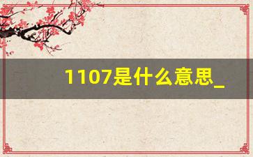 1107是什么意思_数字1119爱情暗语意思