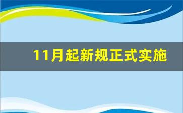 11月起新规正式实施