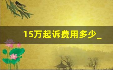 15万起诉费用多少_起诉的费用一般是多少