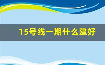 15号线一期什么建好_15号线东延线路图