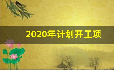 2020年计划开工项目_项目建设规划