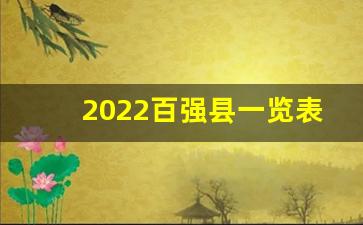 2022百强县一览表