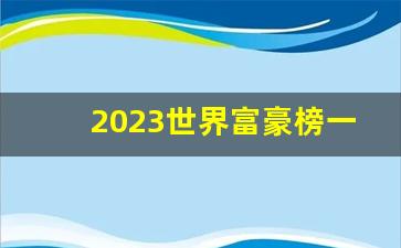 2023世界富豪榜一览表_全球首富第一名是谁