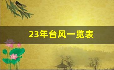 23年台风一览表