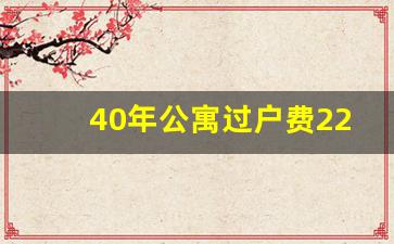 40年公寓过户费22万元_50万二手公寓税费计算方法