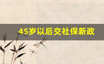 45岁以后交社保新政策_45岁养老保险怎么买最划算