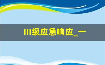 III级应急响应_一二三级应急响应措施