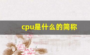 cpu是什么的简称