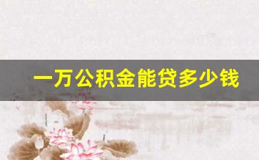 一万公积金能贷多少钱_一个月400公积金大概贷多少