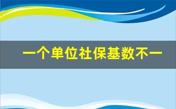 一个单位社保基数不一样