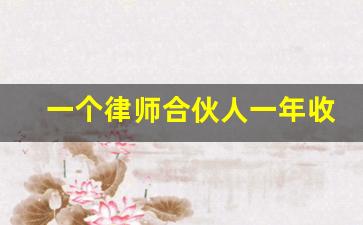 一个律师合伙人一年收入_律师成为合伙人的条件