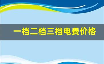 一档二档三档电费价格