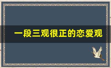 一段三观很正的恋爱观