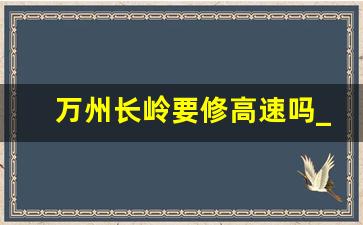 万州长岭要修高速吗_万州长岭化工园何时动工