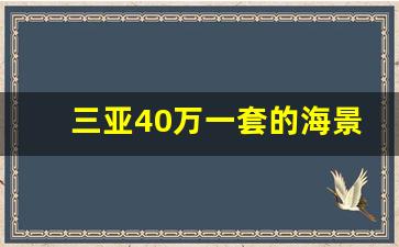 三亚40万一套的海景房_三亚60万左右的小户型