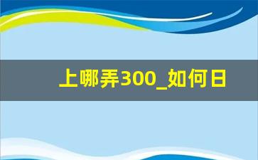 上哪弄300_如何日入300