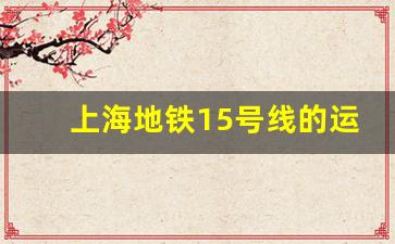 上海地铁15号线的运营情况