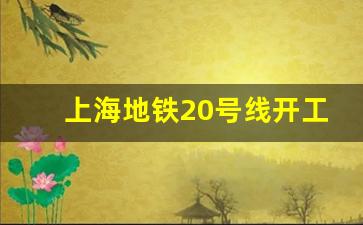 上海地铁20号线开工了