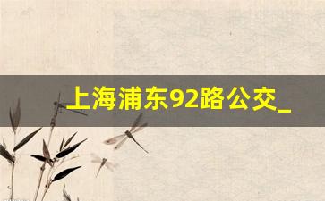 上海浦东92路公交_上海虹桥枢纽4路