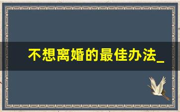 不想离婚的最佳办法_女人一旦有了离婚的念头