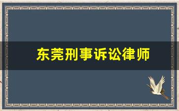 东莞刑事诉讼律师