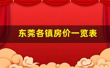 东莞各镇房价一览表