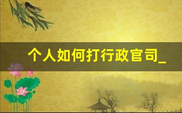 个人如何打行政官司_行政官司怎么打