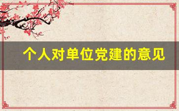 个人对单位党建的意见建议_给党支部提意见100条