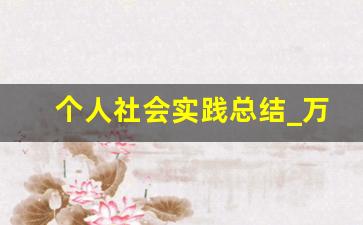 个人社会实践总结_万能社会实践心得500字