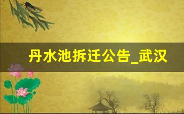 丹水池拆迁公告_武汉市丹水池拆迁进度