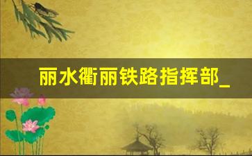 丽水衢丽铁路指挥部_衢丽铁路招标新消息