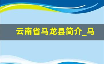 云南省马龙县简介_马龙县有哪几个部队驻地