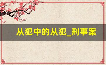 从犯中的从犯_刑事案件中从犯不知情