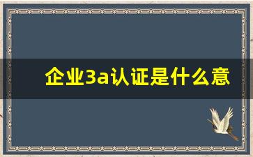 企业3a认证是什么意思