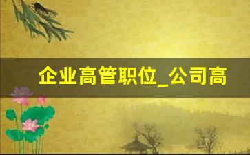 企业高管职位_公司高管职务排名顺序