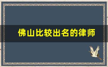 佛山比较出名的律师