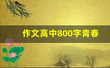 作文高中800字青春励志