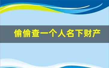 偷偷查一个人名下财产怎么查