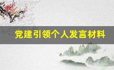 党建引领个人发言材料