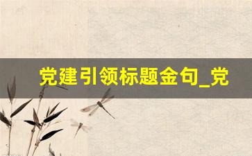 党建引领标题金句_党建小标题大全摘抄