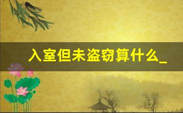 入室但未盗窃算什么_入室偷窃的定罪标准