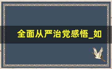 全面从严治党感悟_如何落实全面从严治党