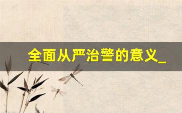 全面从严治警的意义_从严治警从宽治警你怎么理解