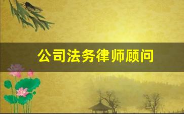 公司法务律师顾问