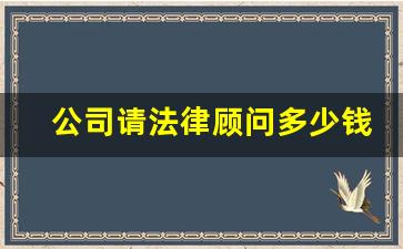 公司请法律顾问多少钱