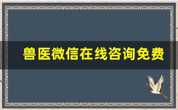 兽医微信在线咨询免费