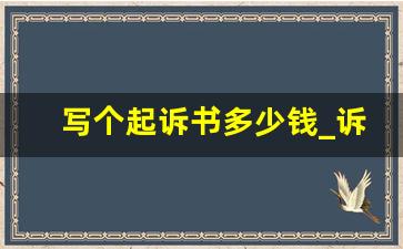 写个起诉书多少钱_诉讼书多少钱一份