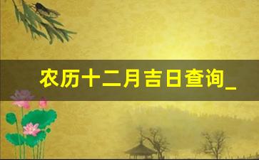 农历十二月吉日查询_12月农历日历黄道吉日