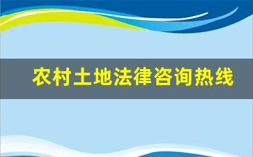 农村土地法律咨询热线_12345可以解决土地纠纷吗