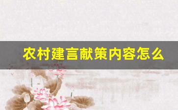 农村建言献策内容怎么写_建言献策我建言些什么